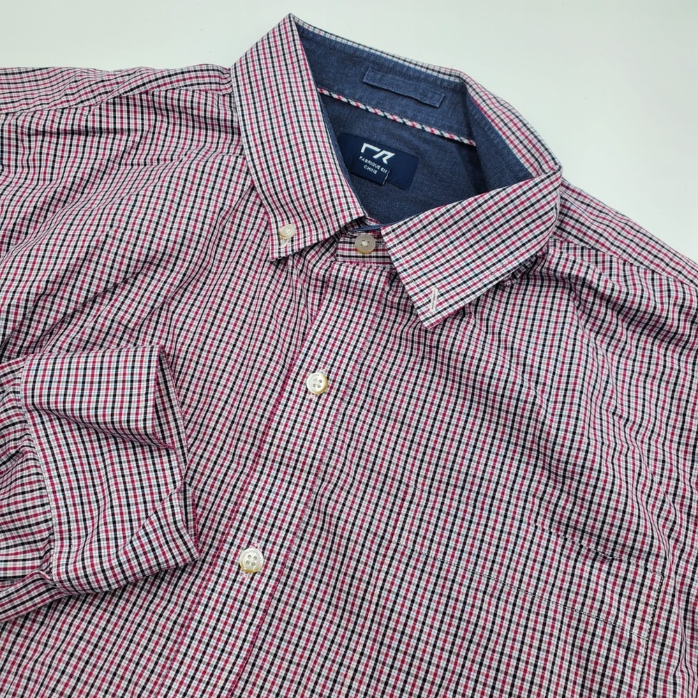 Cutter & Buck Mens XXL Check Button Down Broken Collar‎ Button Has Replacements